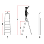 schema della SCALA PROFESSIONALE A FORBICE IN ALLUMINIO DOMUS