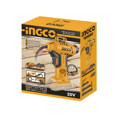 COMPRESSORE AUTO PORTATILE CON BATTERIA AL LITO DA 20V 10BAR