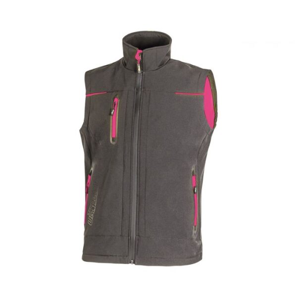 GILET DA LAVORO U POWER UNIVERSE IN SOFTSHELL E MEMBRANA U-TEX grigio e fucsia
