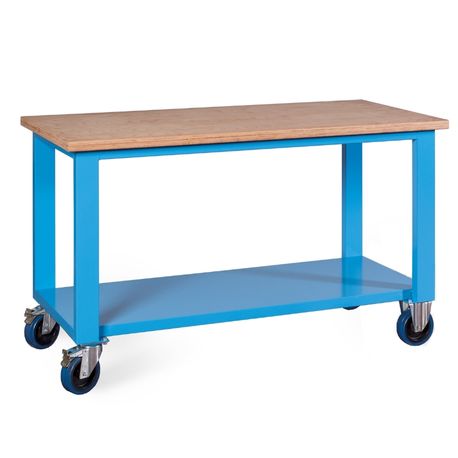 BANCO LAVORO MONOBLOCCO 200CM PIANO IN LEGNO E RUOTE MG144
