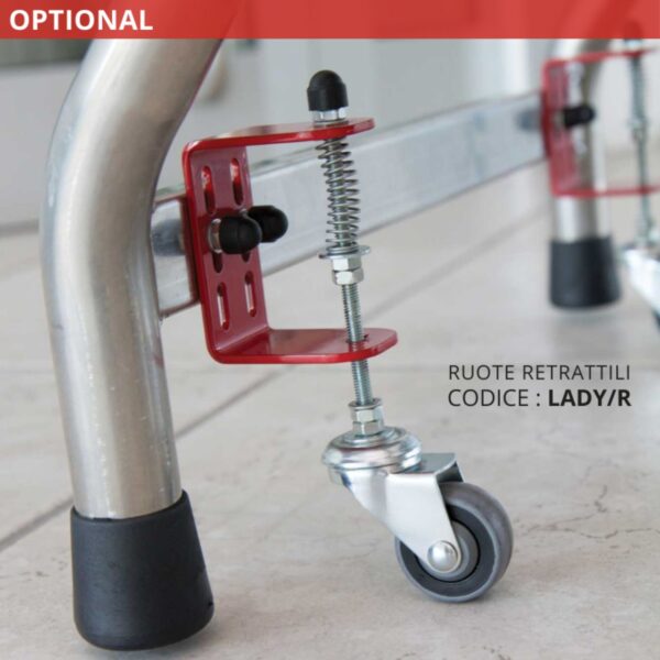 ruote retrattili per SGABELLO 4 GRADINI FARAONE IN ALLUMINIO CON PARAPETTO SGP04